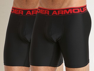 Model in black/black Under Armour "O" Series 6" Boxerjock 2-Pack