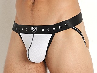 Model in white Gregg Homme Base-X Jockstrap