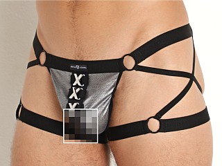 Model in black/silver Gregg Homme Jag String Boxer