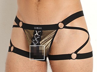 Model in black/gold Gregg Homme Jag String Boxer