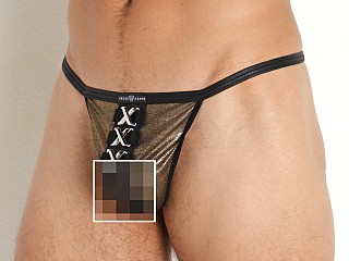 Model in black/gold Gregg Homme Jag String Thong