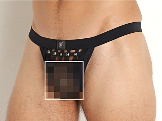 Model in black Gregg Homme Muzzle Mesh Thong