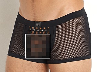 Model in black Gregg Homme Muzzle Mesh Boxer Brief