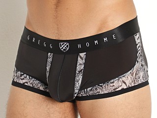 Model in black Gregg Homme Wildcard See-Thru Trunk