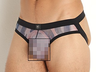 Model in pink print Gregg Homme Mesh Outline Jockstrap