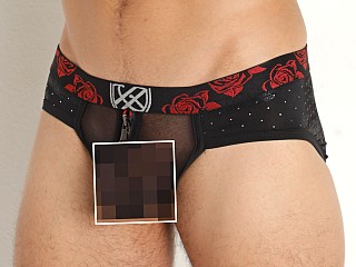 Model in black Gregg Homme Thorn Sheer Mesh Brief