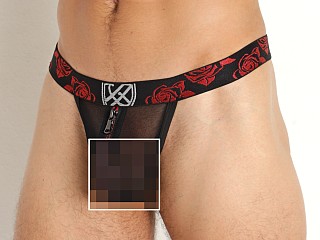 Model in black Gregg Homme Thorn Sheer Mesh Thong