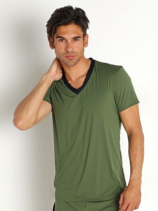 Model in khaki Gregg Homme Yoga T-Shirt