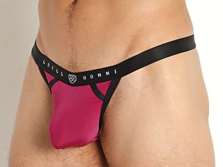 Model in magenta Gregg Homme Enhancing Room-Max Thong