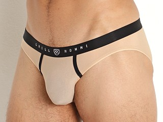 Model in beige Gregg Homme Torridz HyperStretch Briefs