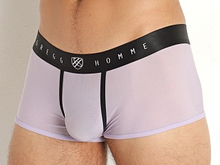 Model in lilac Gregg Homme Torridz Hyperstretch Trunks