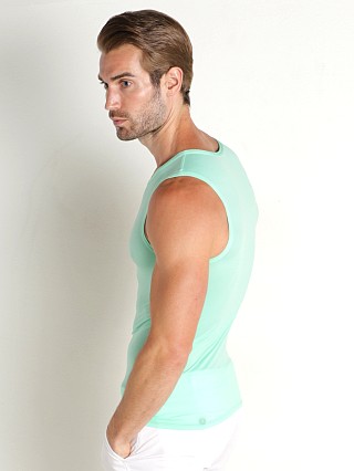 Model in mint Olaf Benz Red 1201 Sheer Stripe Brazil Tank Top