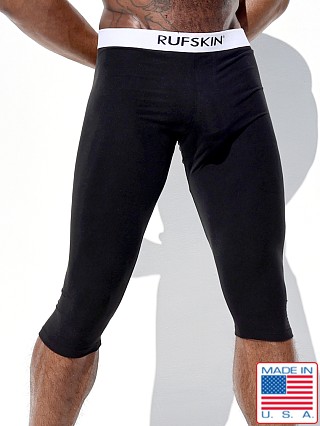 Model in black Rufskin Triton Brushed Knit 3/4 Leggings