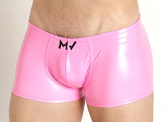 Model in neon pink Modus Vivendi Shiny Vinyl Line Trunk