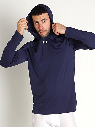 Model in midnight navy Under Armour Team Knockout Long Sleeve Hoodie