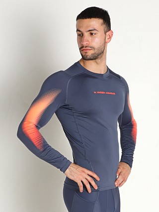 Model in downpour gray/after burn Under Armour HeatGear Long Sleeve Shirt