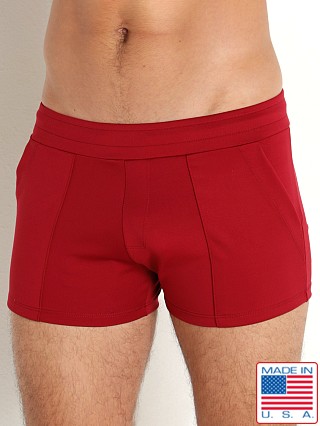 Model in scarlet LASC 2" Sport Shorts