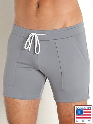 Model in silver LASC 5" Sport Shorts