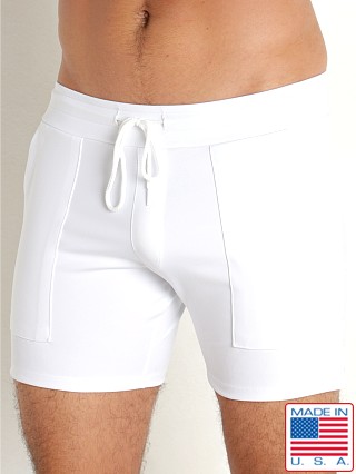 Model in white LASC 5" Sport Shorts