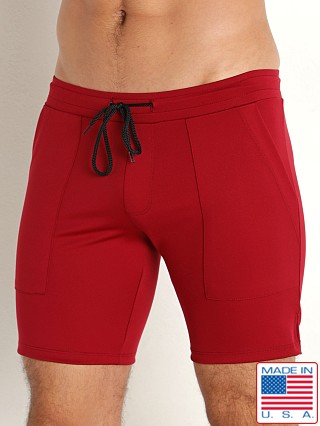 Model in scarlet LASC 7" Sport Shorts