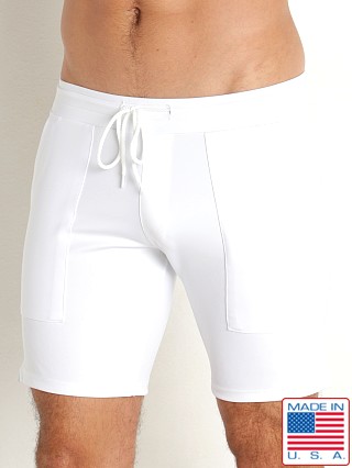 Model in white LASC 7" Sport Shorts