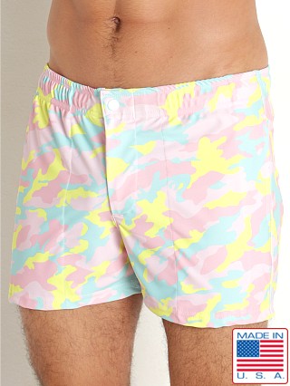 Model in hunter pink LASC Malibu Swim Shorts