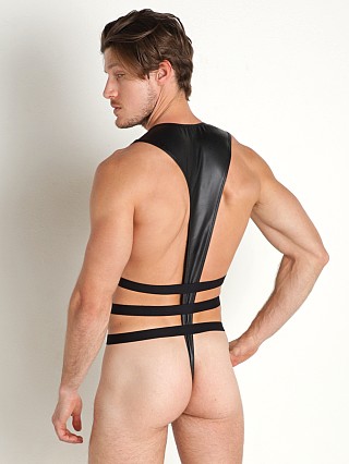 Model in black Manstore Bondage Bodysuit