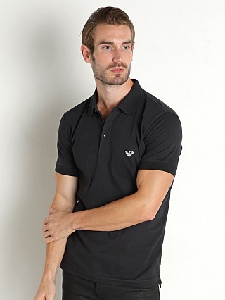 Model in black Emporio Armani Embroidery Logo Polo Shirt