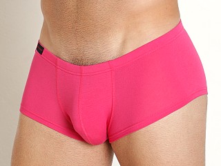 Model in beetroot pink Jack Adams Modal Bikini Boxer