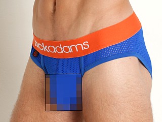 Model in royal Jack Adams Boost Air Low-Rise Mesh Contour Brief