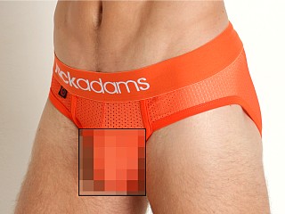 Model in orange Jack Adams Boost Air Low-Rise Mesh Contour Brief