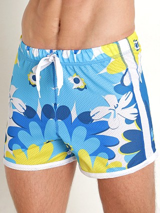 Model in summer flower blue Jack Adams Mesh Freestyle Short