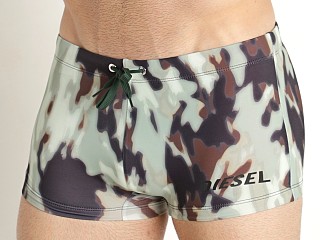 Model in camo Diesel Brad Swim Trunk