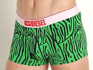 Model in black/green Diesel Damien Trunk Zebra Print