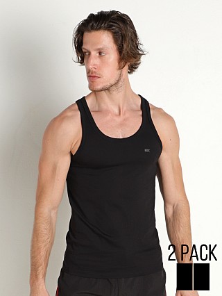 Model in black Diesel Johnny Tank Tops 2-Pack