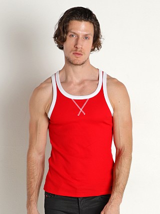 Model in red Diesel Johnny Tank Top