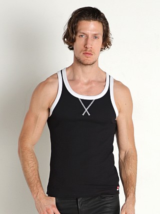 Model in black Diesel Johnny Tank Top