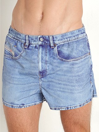 Model in denim Diesel Mike Swim Shorts  Print