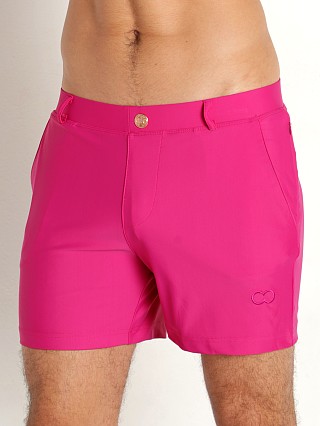 Model in fuchsia red 2EROS S60 Bondi Shorts