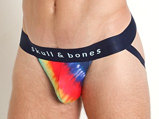 Model in print Skull & Bones Drip Neon Swirl Jockstrap