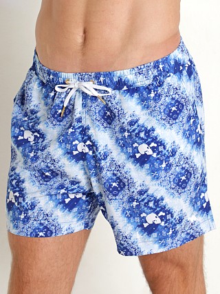 Model in print Skull & Bones Indigo Bandana Swim Short