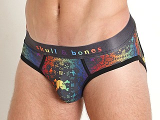 Model in print Skull & Bones Rainbow Bandana Backless Brief