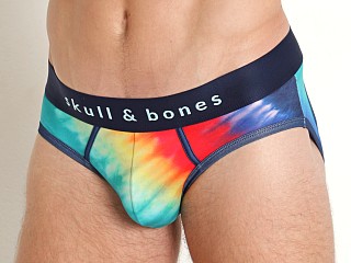 Model in print Skull & Bones Rainbow Tie Dye Peek-A-Boo Backless Brief