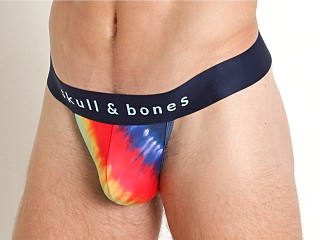 Model in print Skull & Bones Rainbow Tie Dye Thong