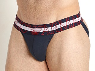 Model in marine Emporio Armani Megalogo Jockstrap