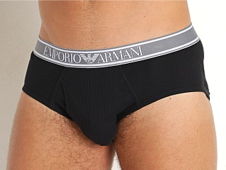 Model in black Emporio Armani Ribbed Stretch Cotton Brief