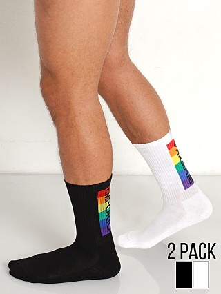 Model in black/white Emporio Armani Rainbow Short Socks 2-Pack