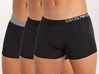 Model in black/black/black Emporio Armani Soft Touch Ecofiber Trunk 3-Pack Black