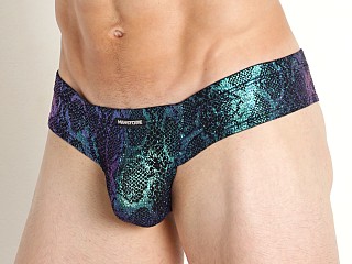 Model in shimmery snake Manstore Nightclub Cheeky Brief