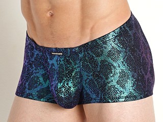 Model in shimmery snake Manstore Nightclub Micro Trunk